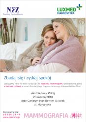 Bezpłatne badania mammograficzne dla kobiet w wieku 50-69 lat w marcu 2018 - Jastrzębie - Zdrój